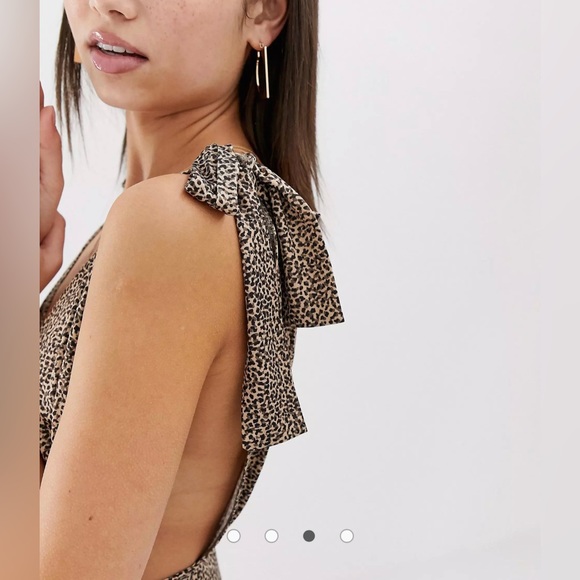 ASOS tie strap plunge maxi dress in leopard print Size 4 NWT - Picture 3 of 6